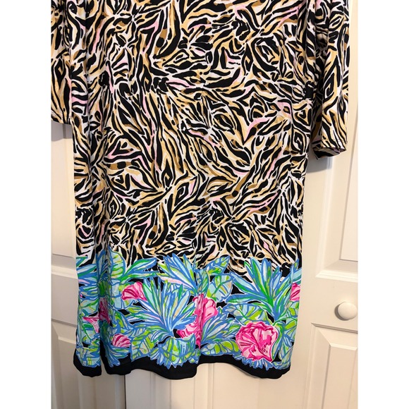Lilly Pulitzer Ophelia Dress XXL Black Gold Floral Print Long Sleeve NWT - Picture 5 of 8